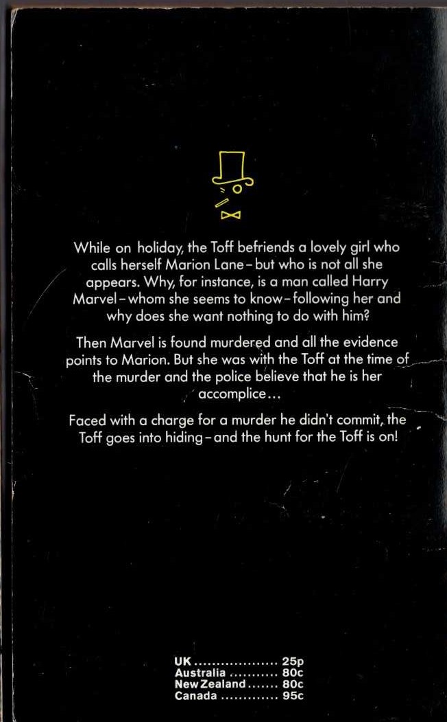 John Creasey  HUNT THE TOFF magnified rear book cover image