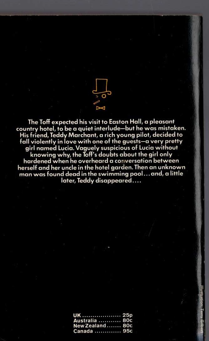 John Creasey  THE TOFF AMONG THE MILLIONS magnified rear book cover image