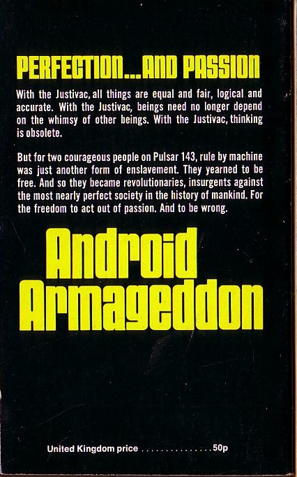 Robert Tralins  ANDROID ARMAGEDDON magnified rear book cover image