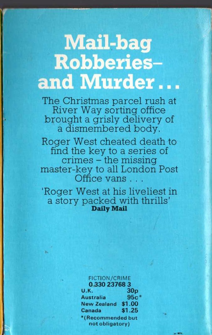John Creasey  PARCELS FOR INSPECTOR WEST magnified rear book cover image