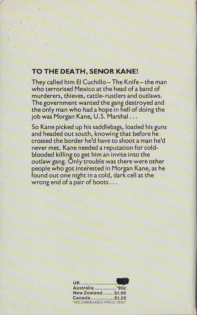 Louis Masterson  TO THE DEATH, SENOR KANE! magnified rear book cover image
