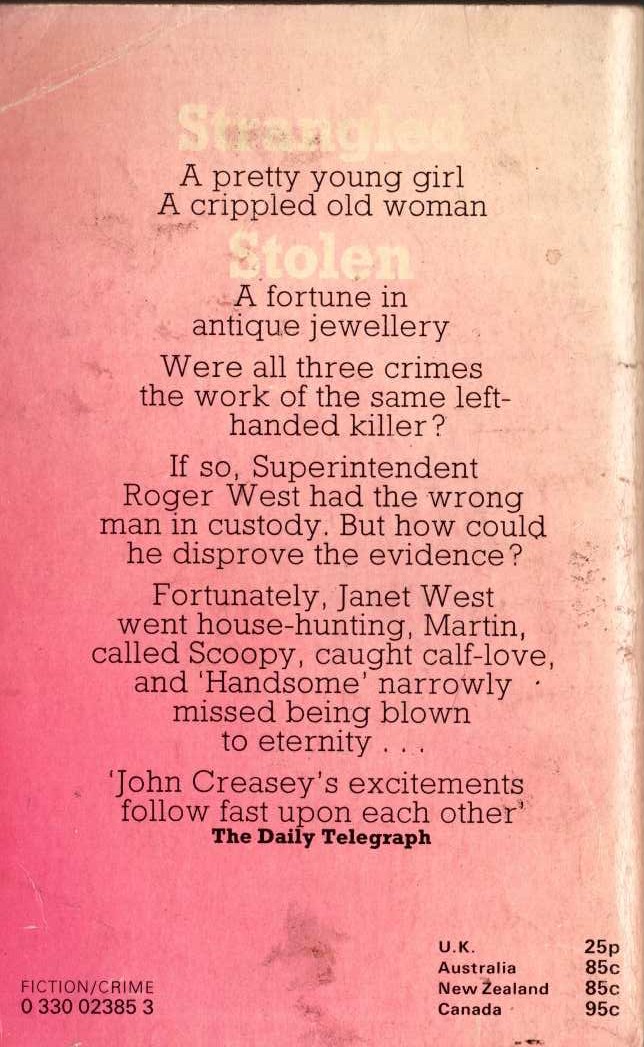 John Creasey  THE SCENE OF THE CRIME (Roger West) magnified rear book cover image