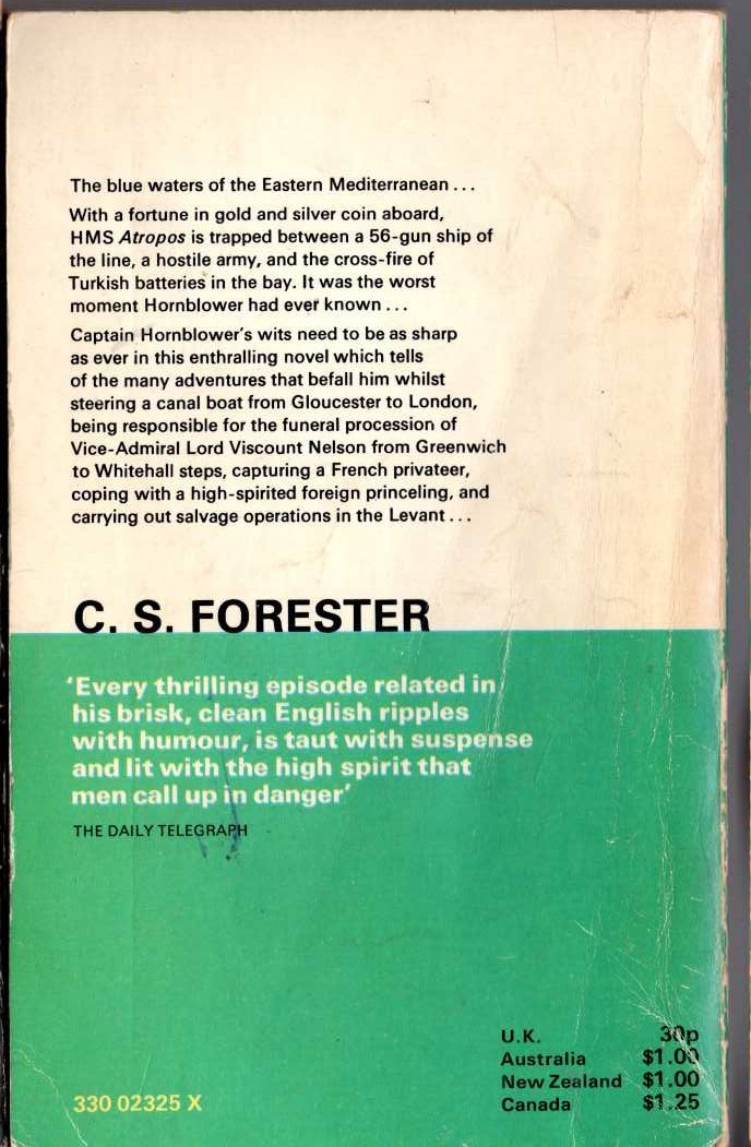 C.S. Forester  HORNBLOWER AND THE 'ATROPOS' magnified rear book cover image