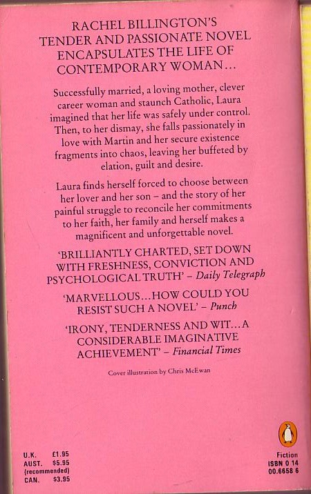 Rachel Billington  OCCASION OF SIN magnified rear book cover image