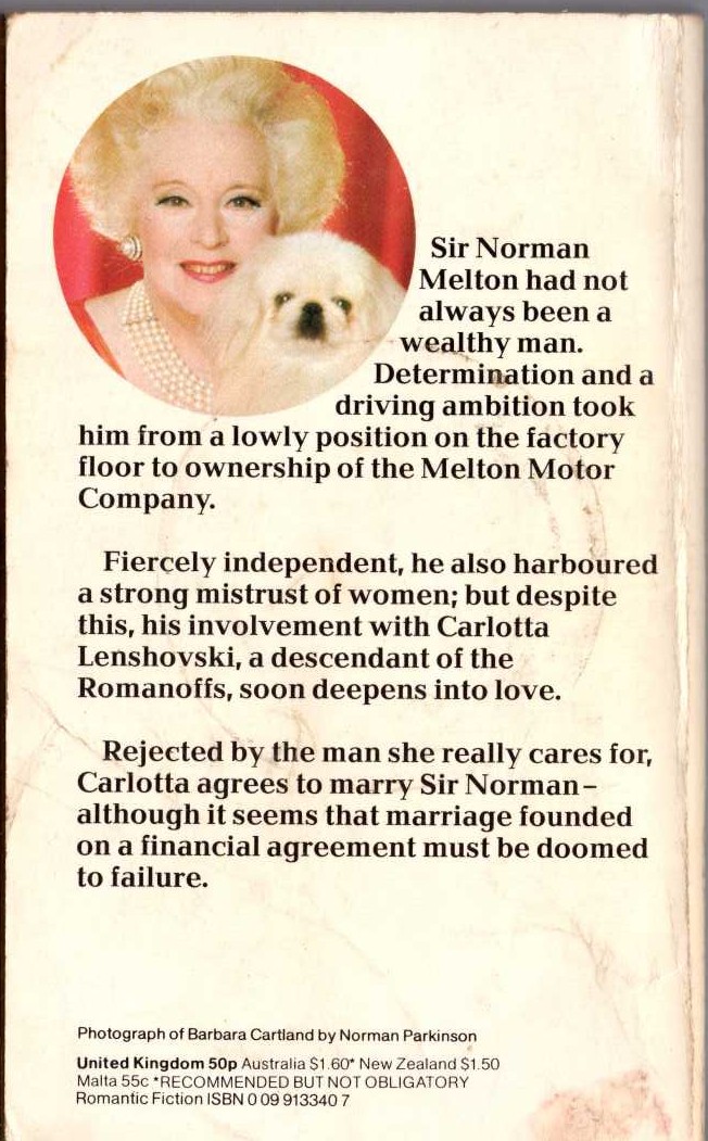Barbara Cartland  BROKEN BARRIERS magnified rear book cover image
