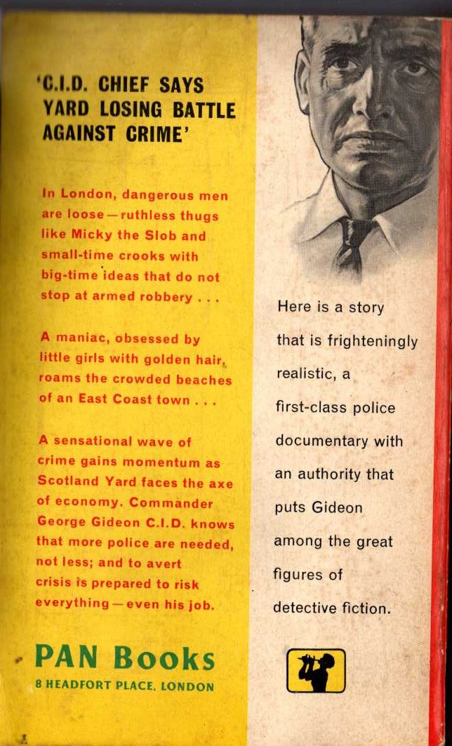 J.J. Marric  GIDEON'S STAFF magnified rear book cover image