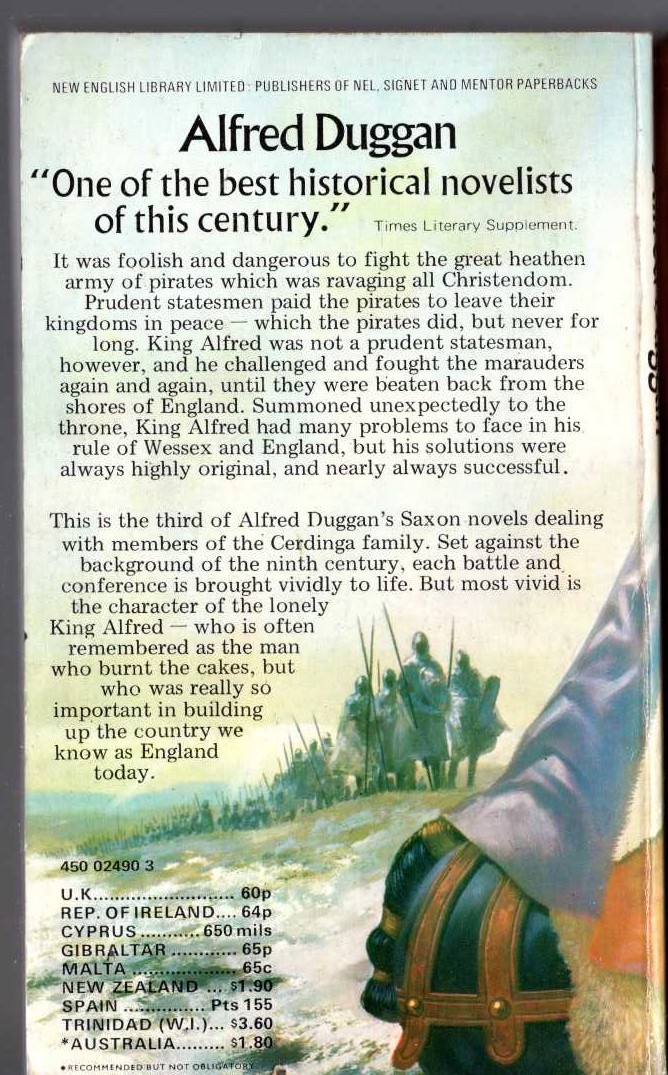 Alfred Duggan  THE KING OF ATHELNEY magnified rear book cover image