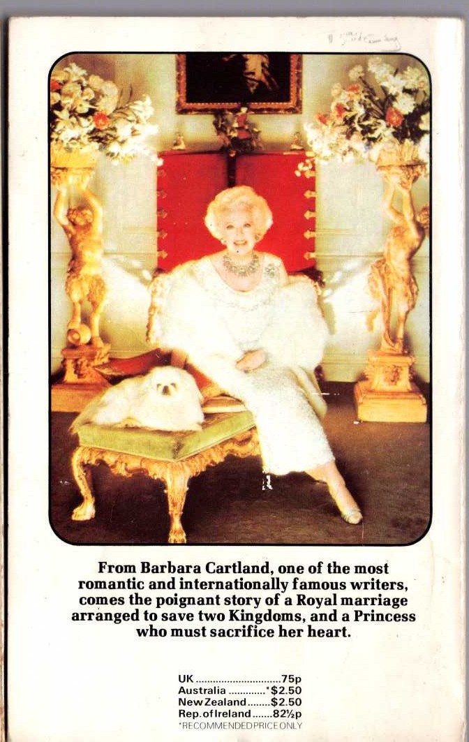 Barbara Cartland  BRIDE TO THE KING magnified rear book cover image