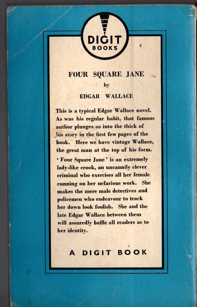 Edgar Wallace  FOUR SQUARE JANE magnified rear book cover image