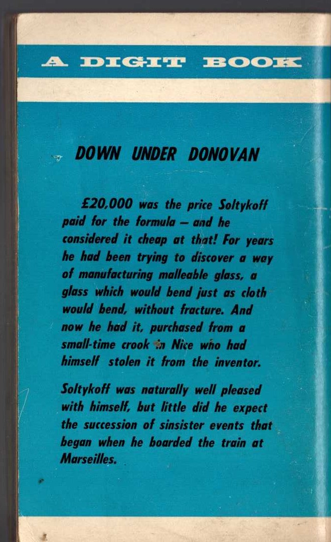 Edgar Wallace  DOWN UNDER DONOVAN magnified rear book cover image