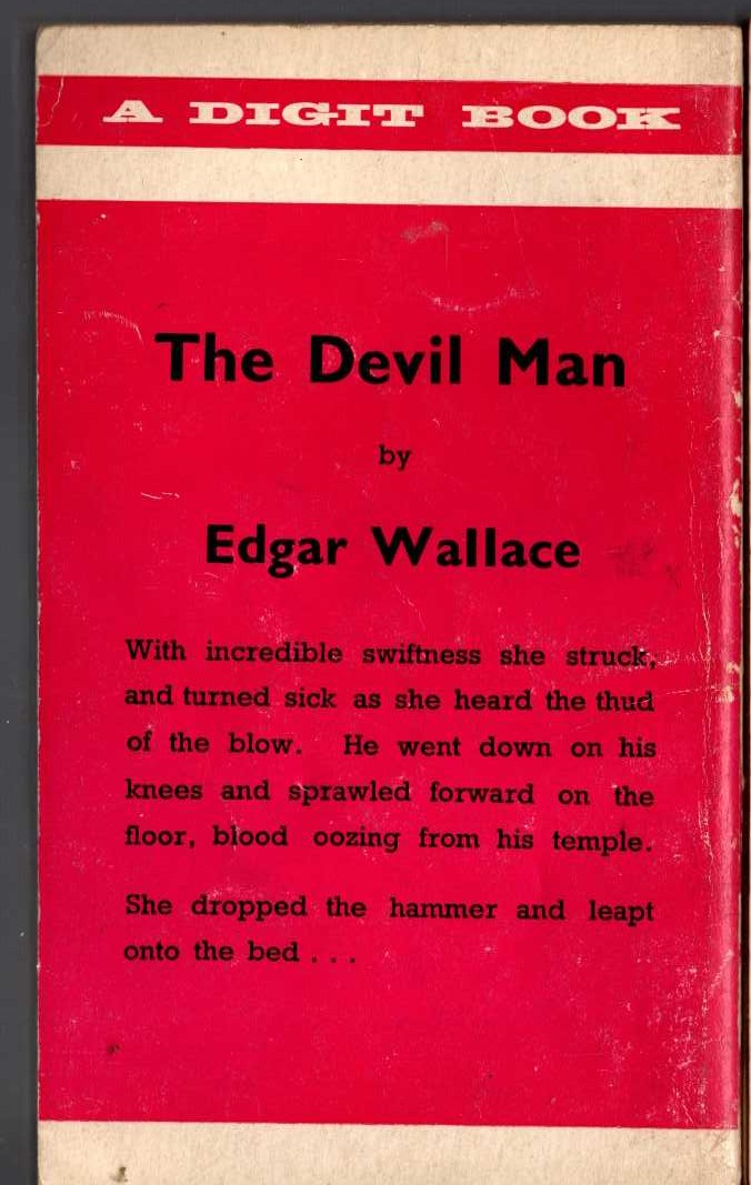 Edgar Wallace  THE DEVIL MAN magnified rear book cover image