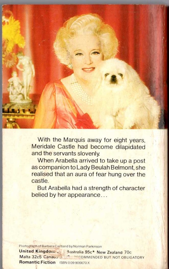 Barbara Cartland  THE IMPETUOUS DUCHESS magnified rear book cover image