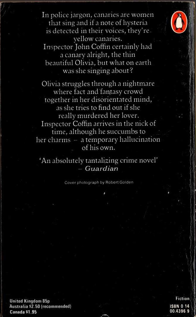 Gwendoline Butler  A COFFIN FOR THE CANARY magnified rear book cover image