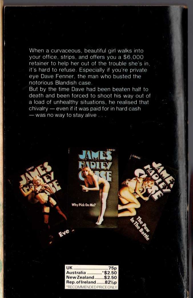 James Hadley Chase  THE DOLL'S BAD NEWS magnified rear book cover image