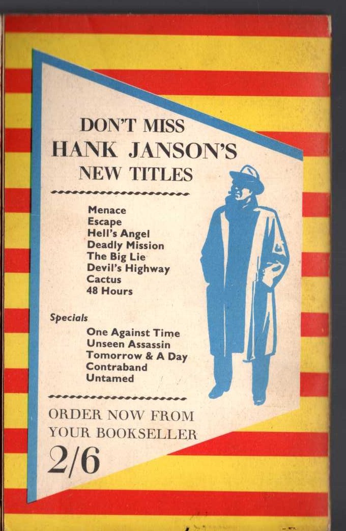 Hank Janson  CACTUS magnified rear book cover image