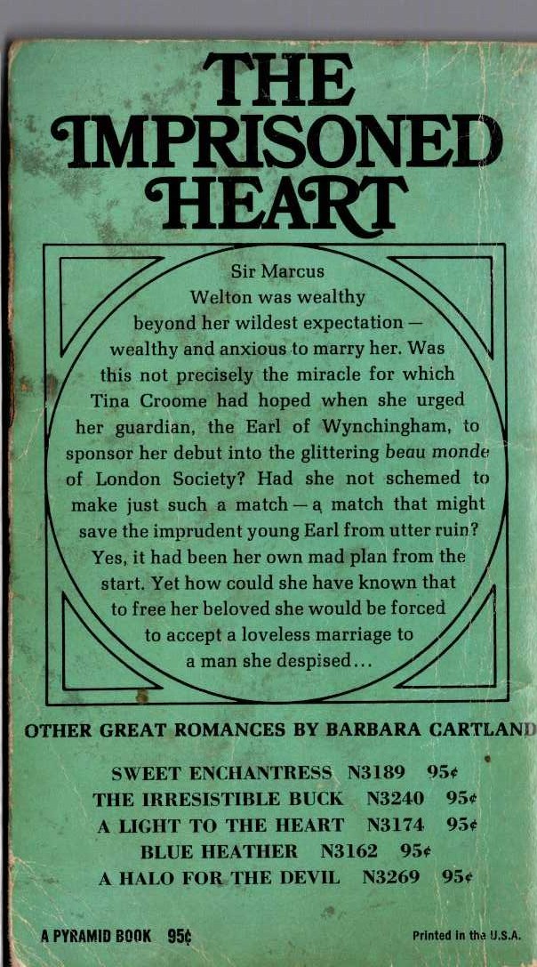 Barbara Cartland  LOVE HOLDS THE CARDS magnified rear book cover image