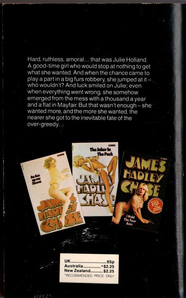 James Hadley Chase  THE PAW IN THE BOTTLE magnified rear book cover image