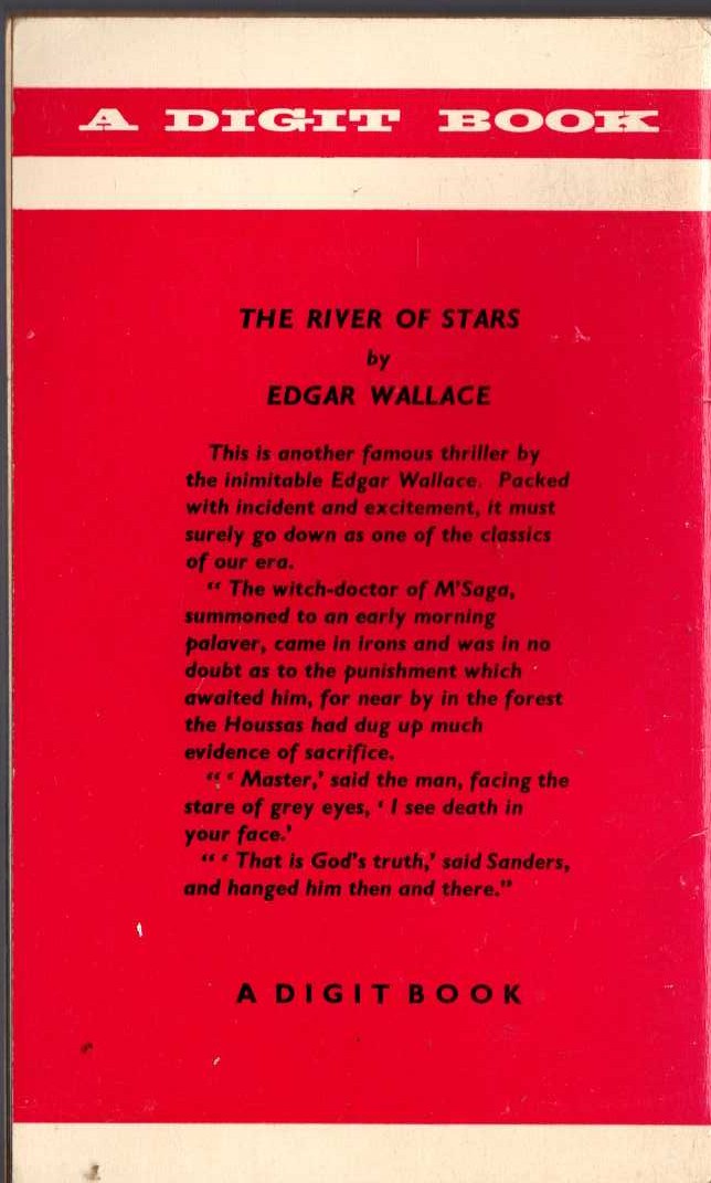 Edgar Wallace  THE RIVER OF STARS magnified rear book cover image