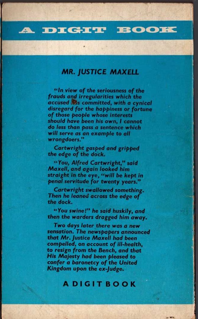 Edgar Wallace  MR. JUSTICE MAXELL magnified rear book cover image
