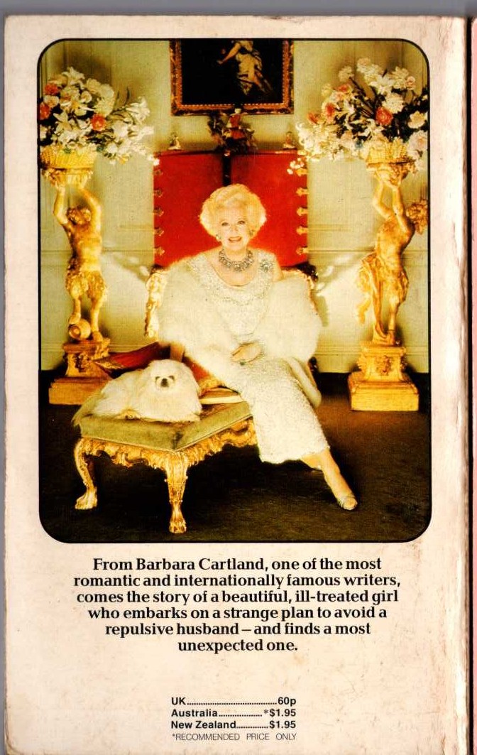Barbara Cartland  THE SAINT AND THE SINNER magnified rear book cover image