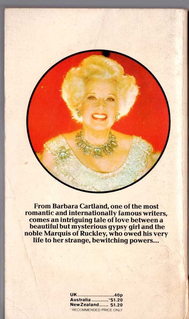 Barbara Cartland  BEWITHCED magnified rear book cover image