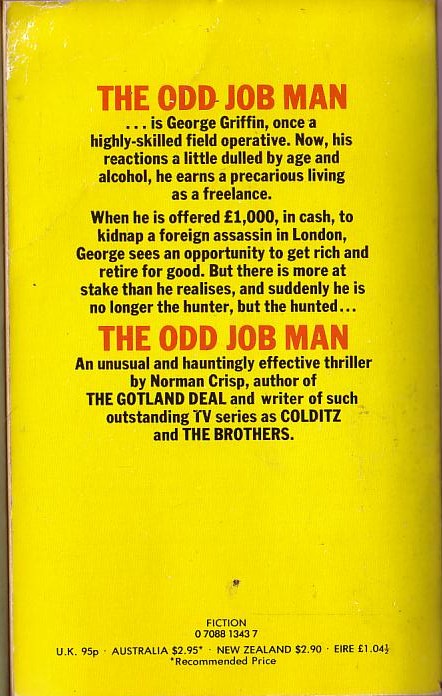 N.J. Crisp  THE ODD JOB MAN magnified rear book cover image