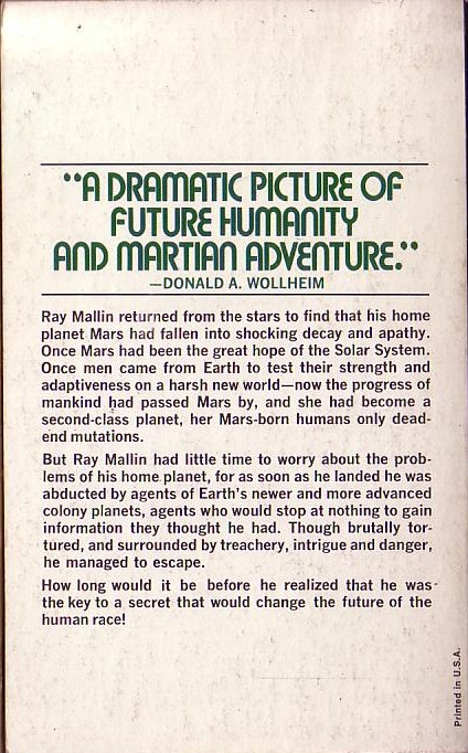 John Brunner  BORN UNDER MARS magnified rear book cover image