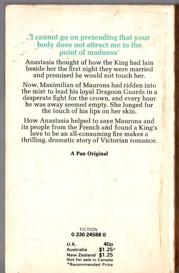 Barbara Cartland  A KISS FOR THE KING magnified rear book cover image