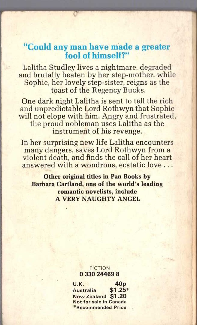 Barbara Cartland  CALL OF THE HEART magnified rear book cover image