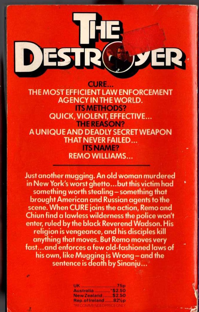 THE DESTROYER 30: MUGGER BLOOD magnified rear book cover image