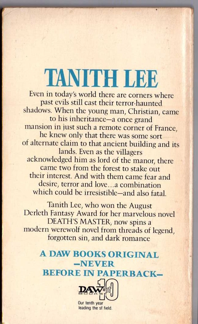 Tanith Lee  LYCANTHIA magnified rear book cover image