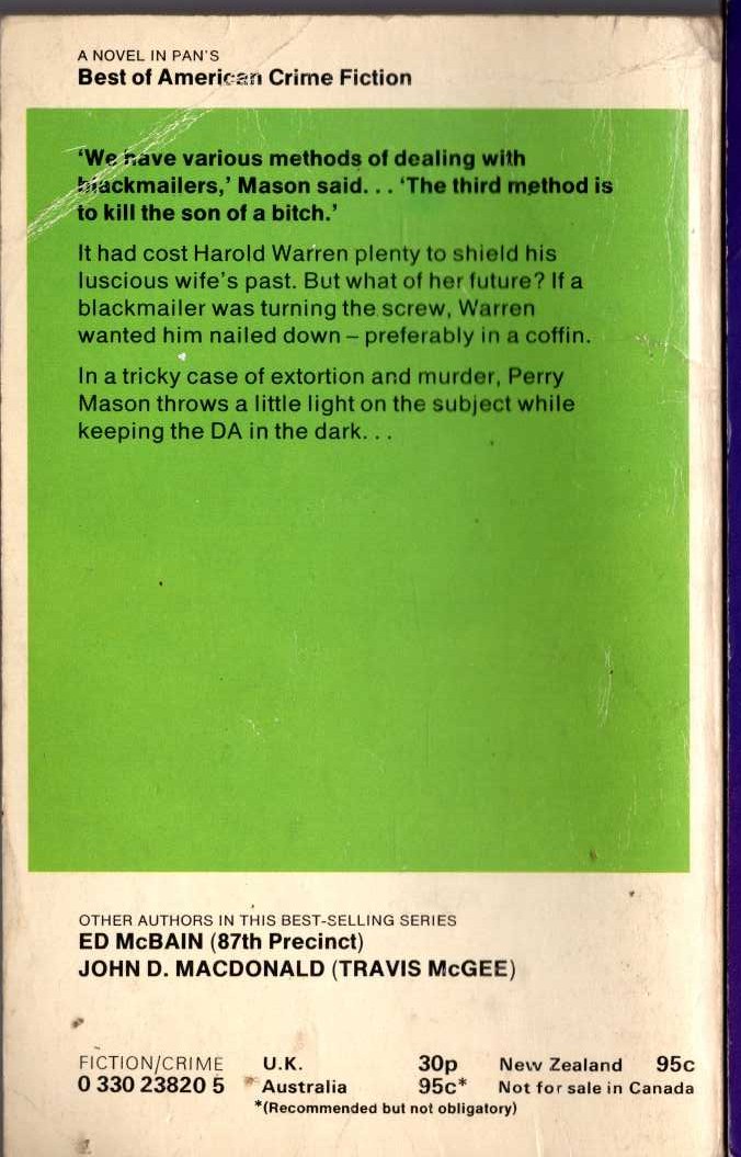 Erle Stanley Gardner  THE CASE OF THE PHANTOM FORTUNE magnified rear book cover image