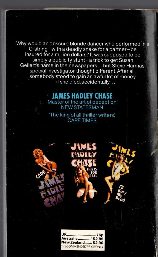 James Hadley Chase  DOUBLE SHUFFLE magnified rear book cover image