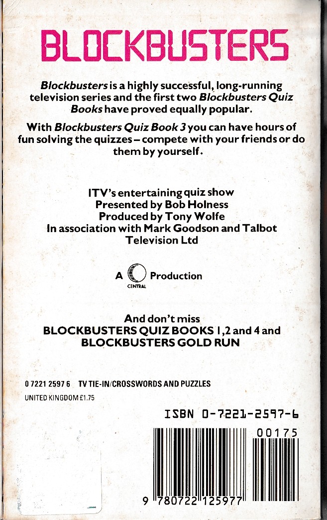 BLOCKBUSTERS   BLOCKBUSTERS QUIZ BOOK 3 magnified rear book cover image