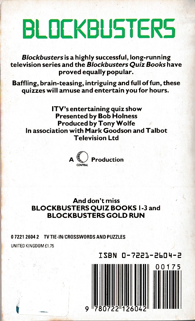 BLOCKBUSTERS   BLOCKBUSTERS QUIZ BOOK 4 magnified rear book cover image