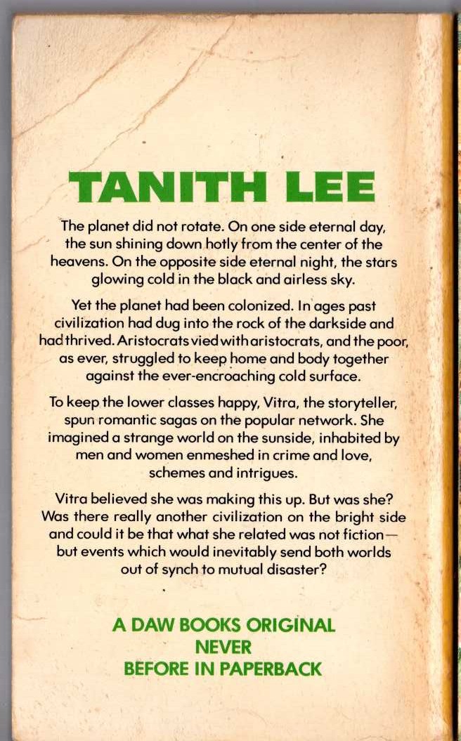 Tanith Lee  DAY BY NIGHT magnified rear book cover image