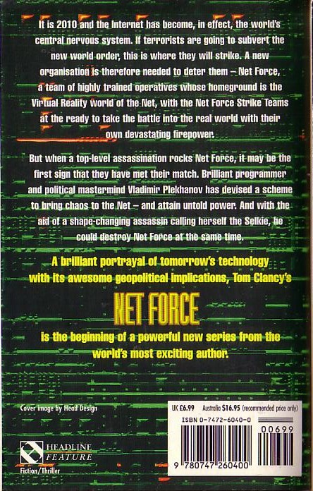 Tom Clancy  NET FORCE magnified rear book cover image