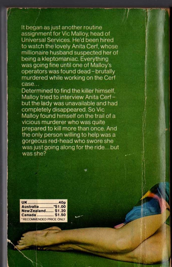 James Hadley Chase  YOU'RE LONELY WHEN YOU'RE DEAD magnified rear book cover image