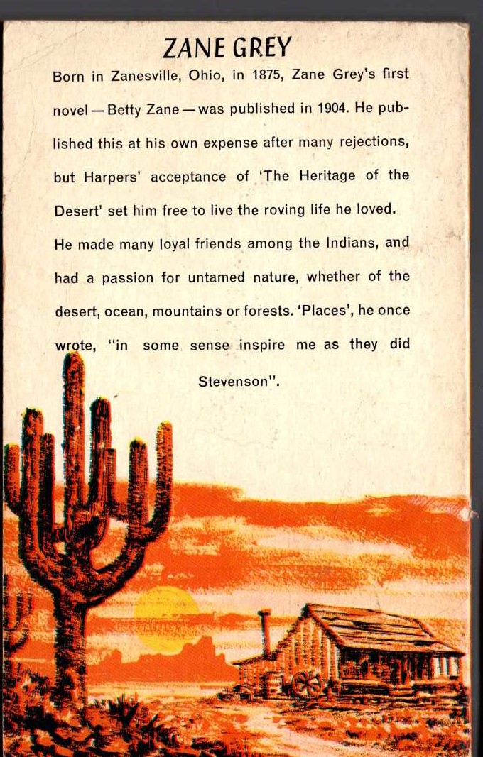 Zane Grey  THE ARIZONA CLAN magnified rear book cover image