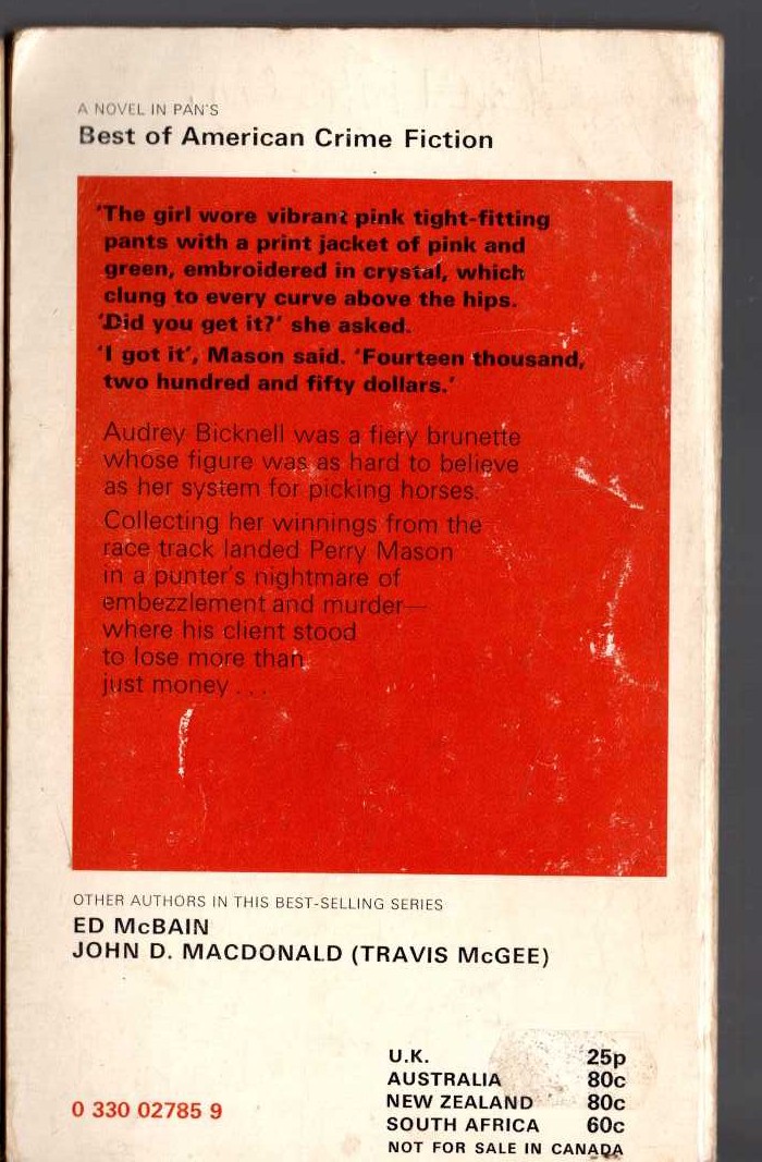 Erle Stanley Gardner  THE CASE OF THE ICE-COLD HANDS magnified rear book cover image
