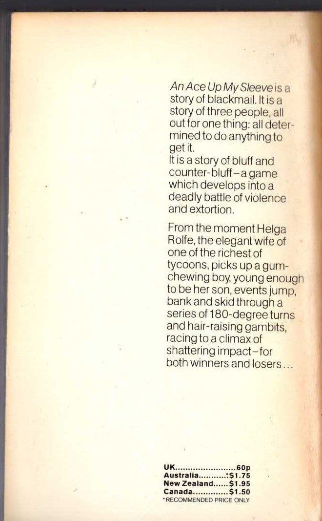 James Hadley Chase  AN ACE UP MY SLEEVE magnified rear book cover image