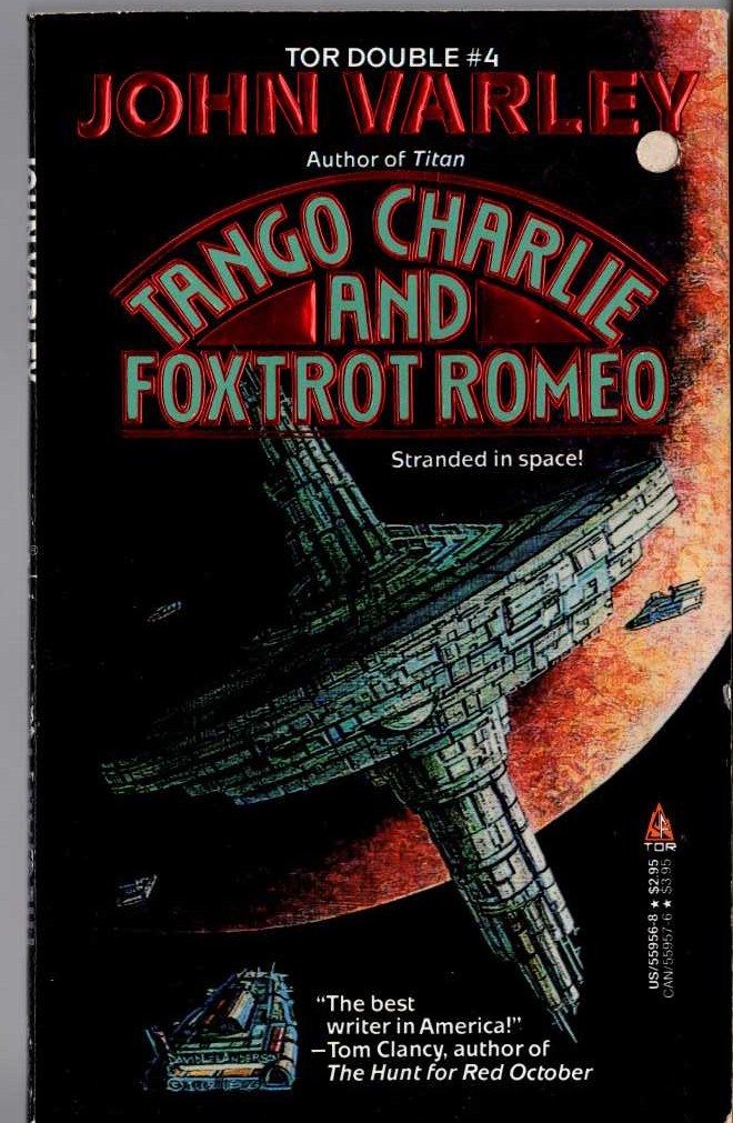 Samuel R. Delany (and_Varley,_John) THE STAR PIT (Delany) and TANGO CHARLIE AND FOXTROT ROMEO (Varley) magnified rear book cover image