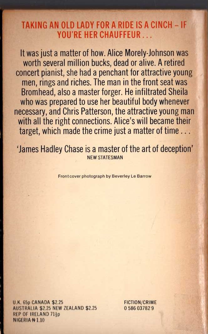 James Hadley Chase  JUST A MATTER OF TIME magnified rear book cover image