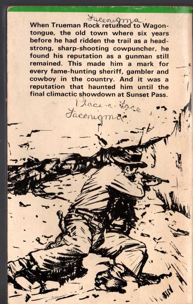 Zane Grey  SUNSET PASS magnified rear book cover image