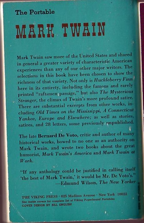 Mark Twain  THE PORTABLE TWAIN magnified rear book cover image