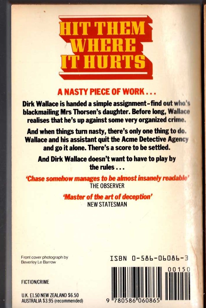 James Hadley Chase  HIT THEM WHERE IT HURTS magnified rear book cover image