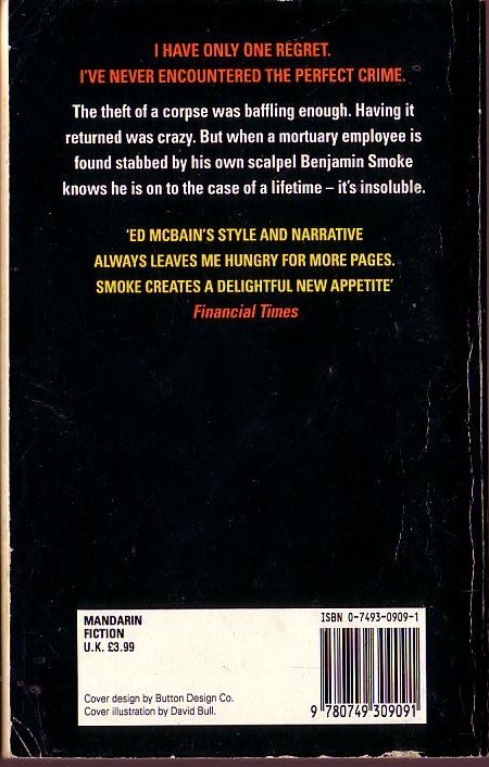 Ed McBain  WHERE THERE'S SMOKE magnified rear book cover image