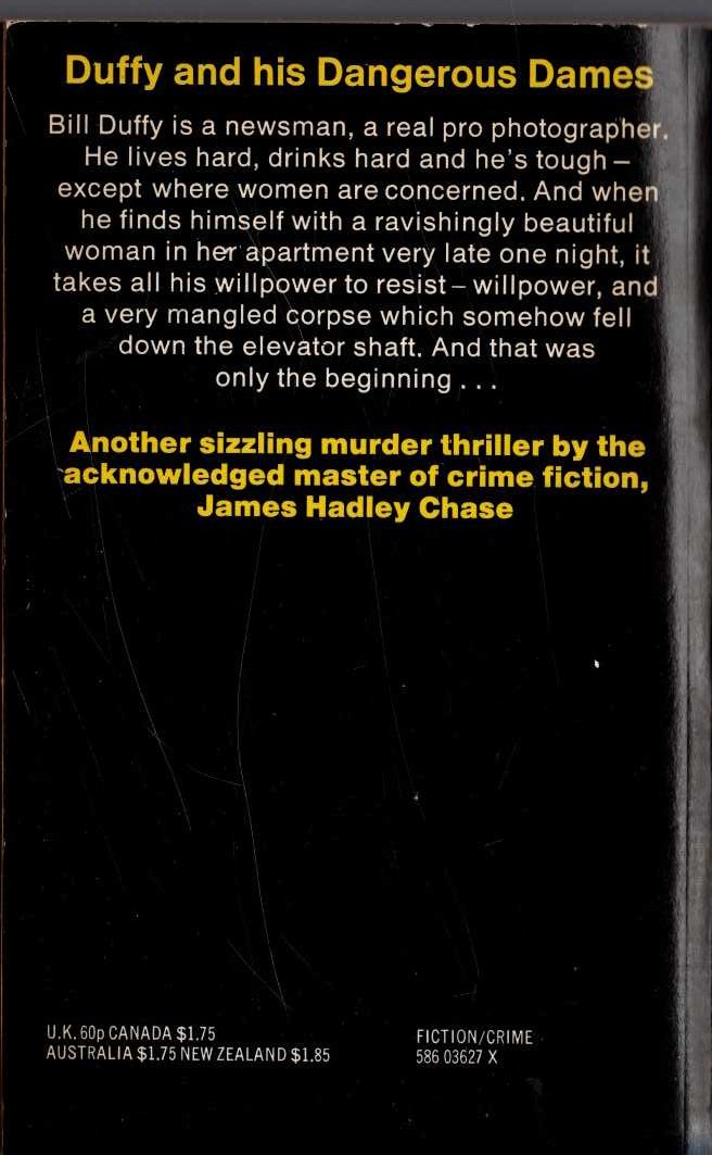 James Hadley Chase  HE WON'T NEED IT NOW magnified rear book cover image