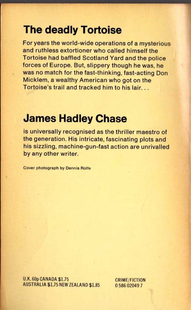 James Hadley Chase  MISSION TO SIENA magnified rear book cover image
