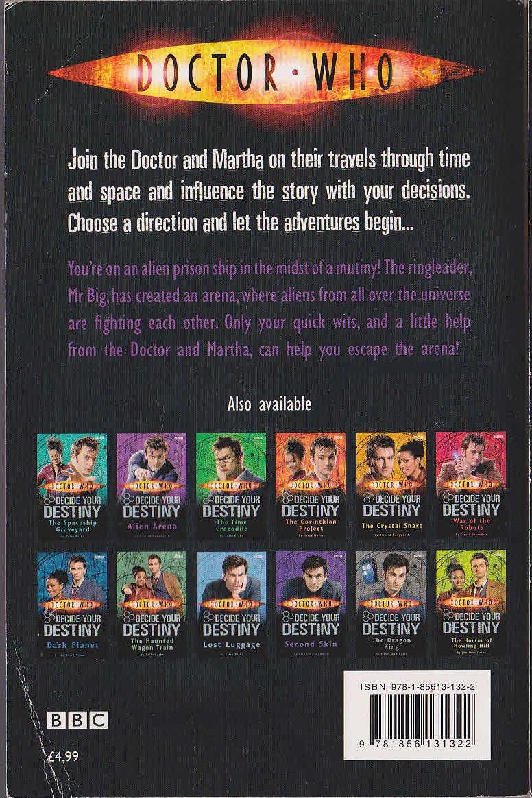 Richard Dungworth  DOCTOR WHO: ALIEN ARENA magnified rear book cover image